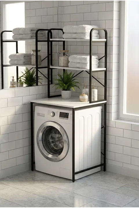 MD Washing Machine Top Shelf, Black 70 cm