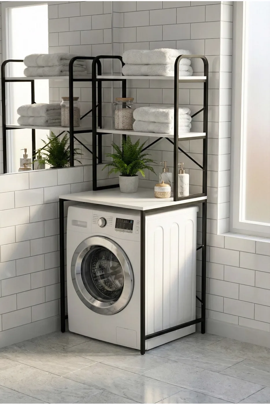 MD Washing Machine Top Shelf, Black 70 cm