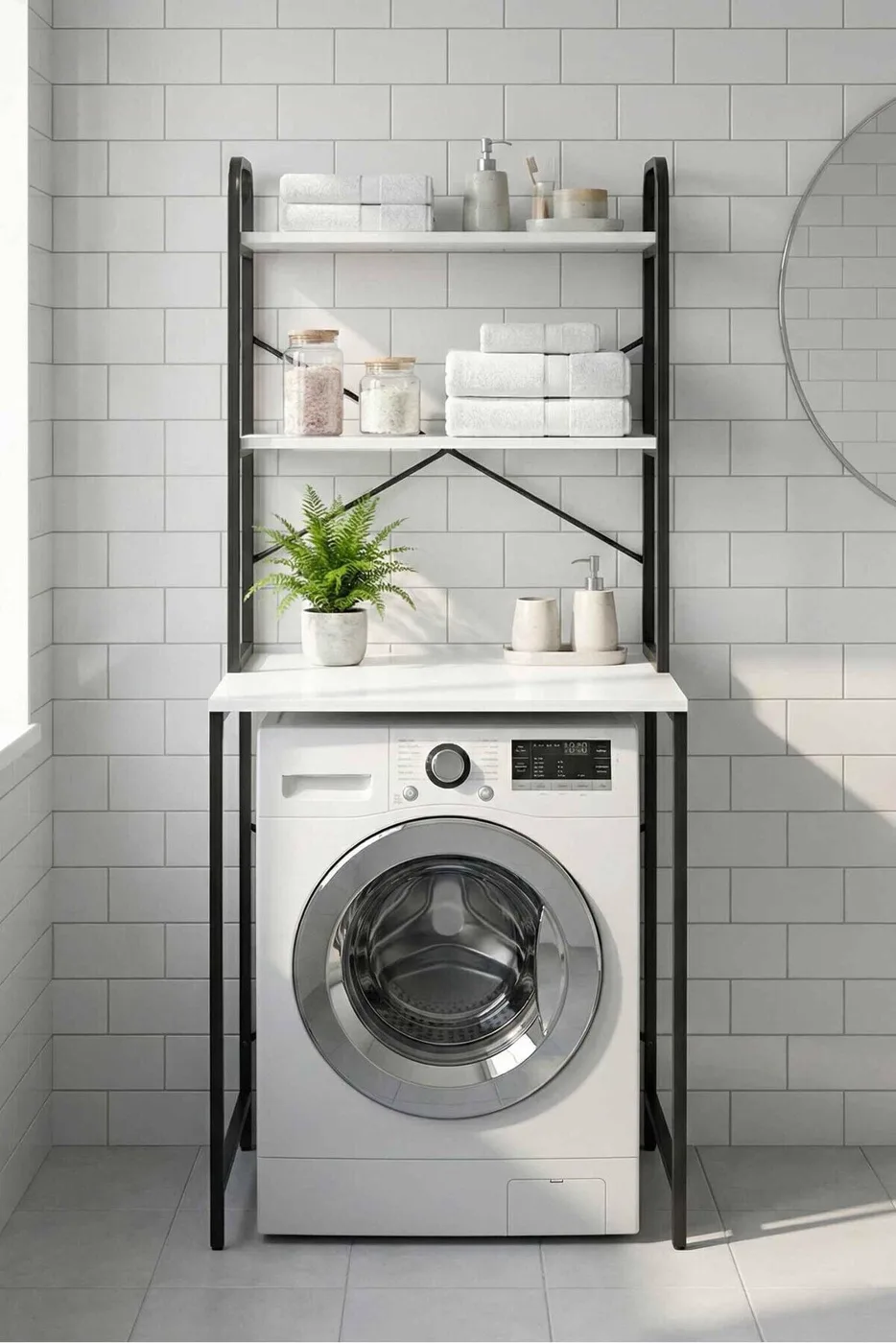 MD Washing Machine Top Shelf, Black 70 cm