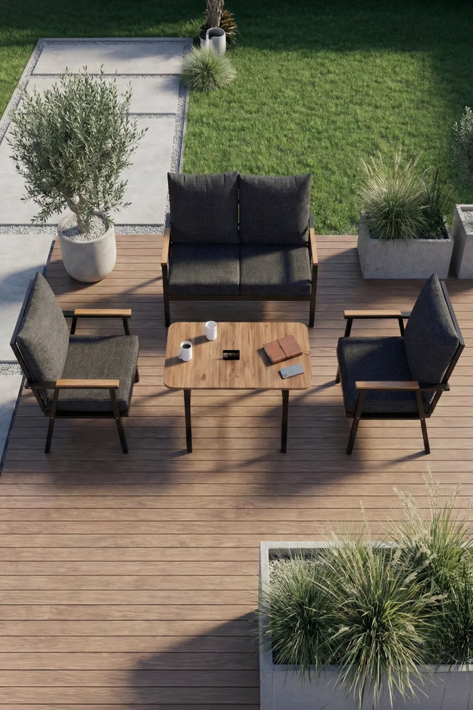 Garden Table, Wooden Balcony Terrace Cafe Table, Modern Outdoor Table 9832 Atlantic Pine (Table Only)