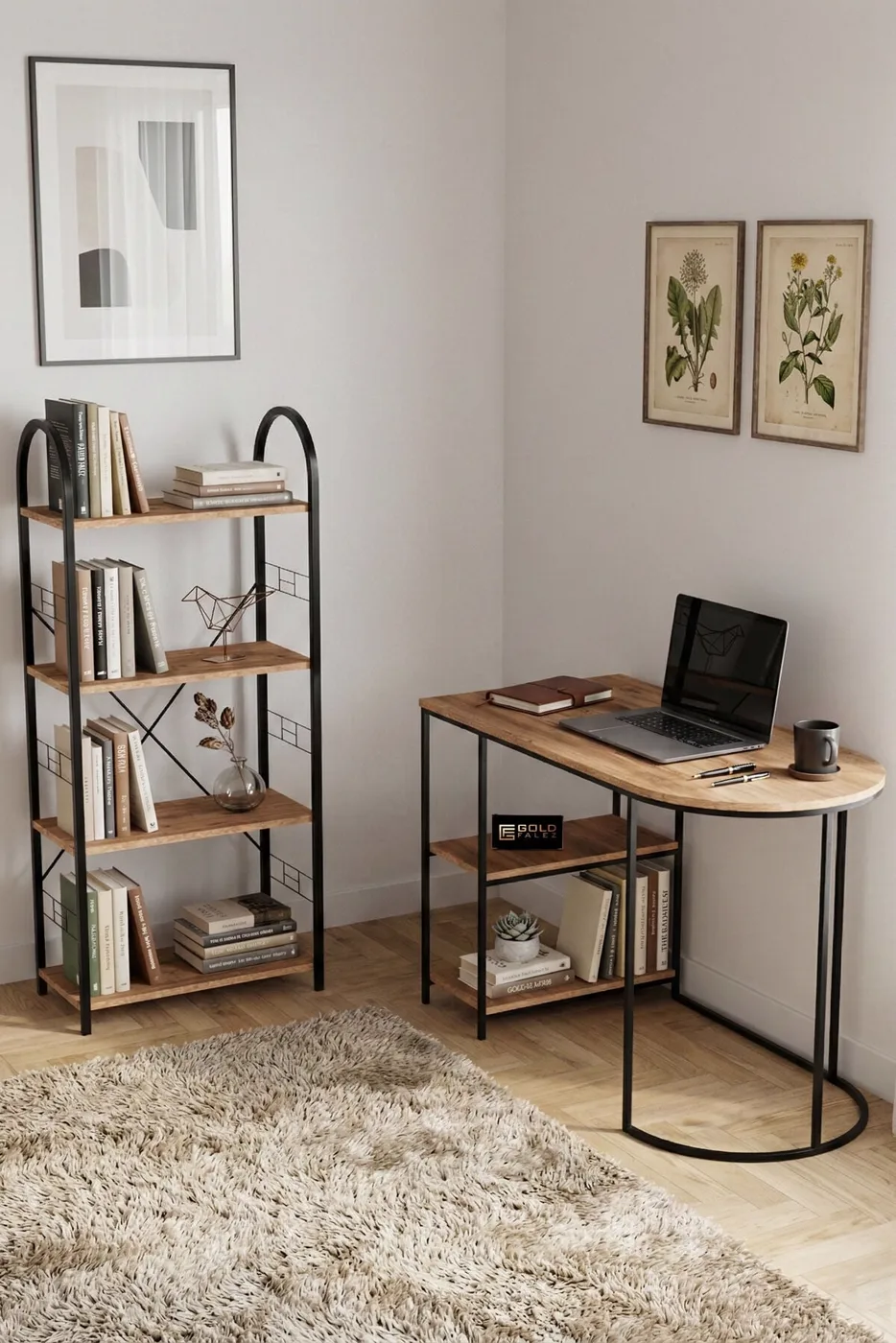 MD Desk and Bookcase Set, Atlantic Pine