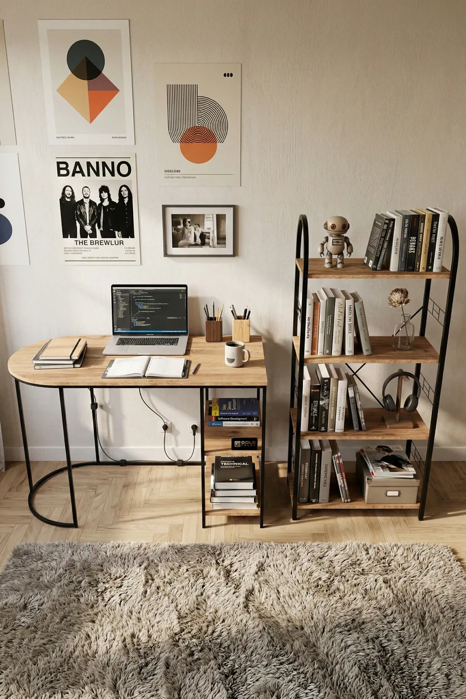 MD Desk and Bookcase Set, Atlantic Pine