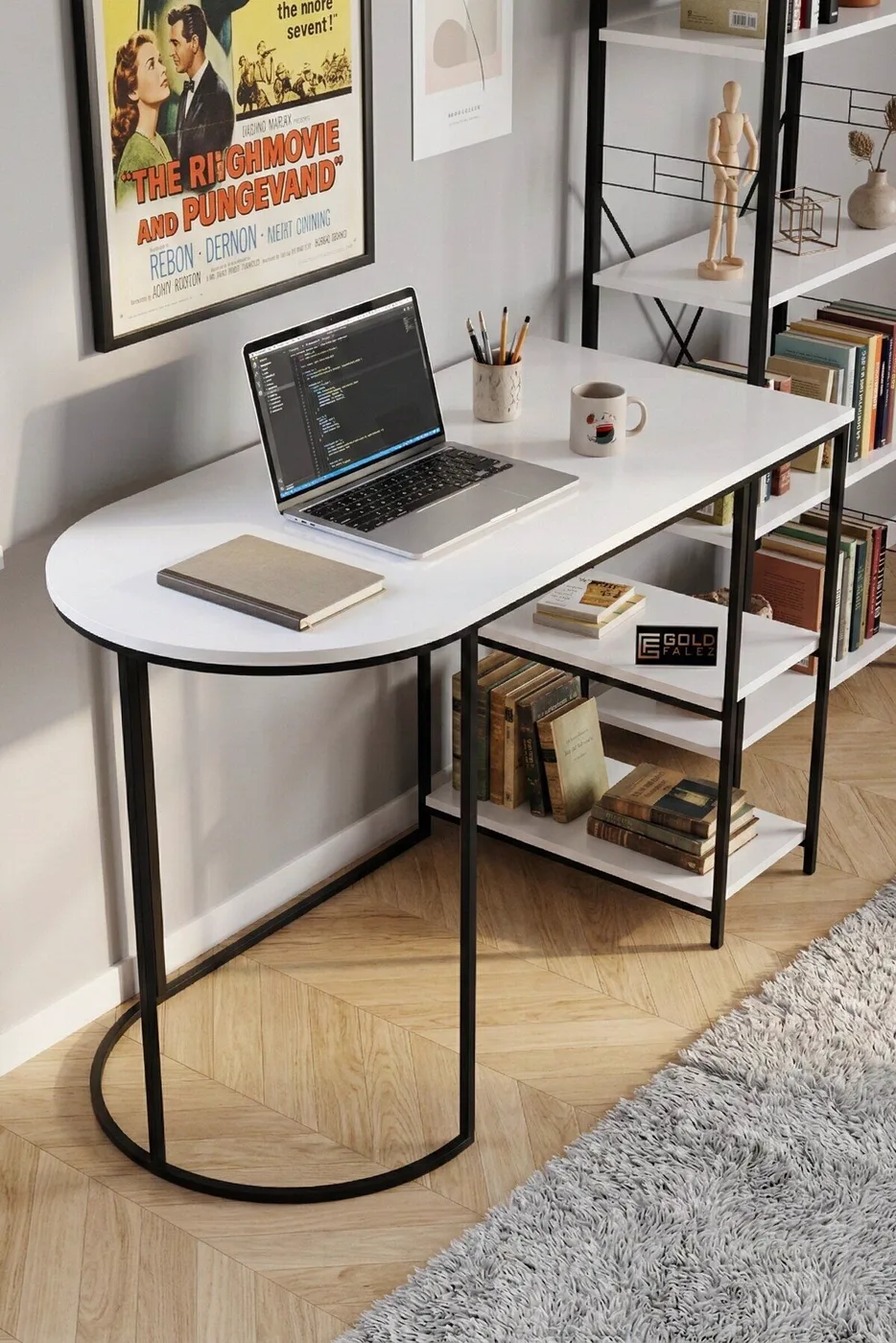 MD Desk and Bookcase Set, White