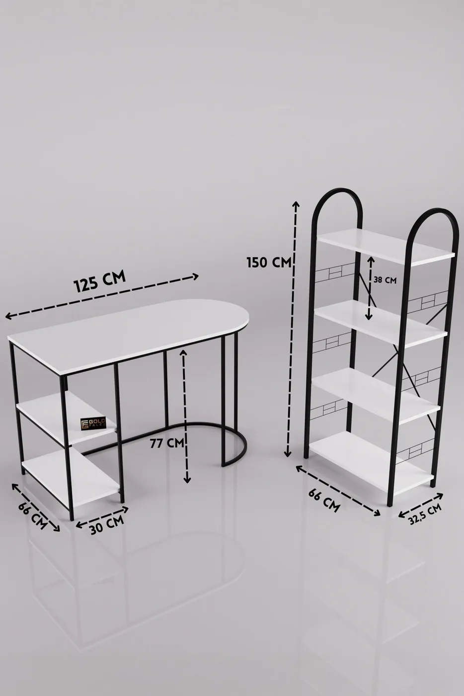 MD Desk and Bookcase Set, White