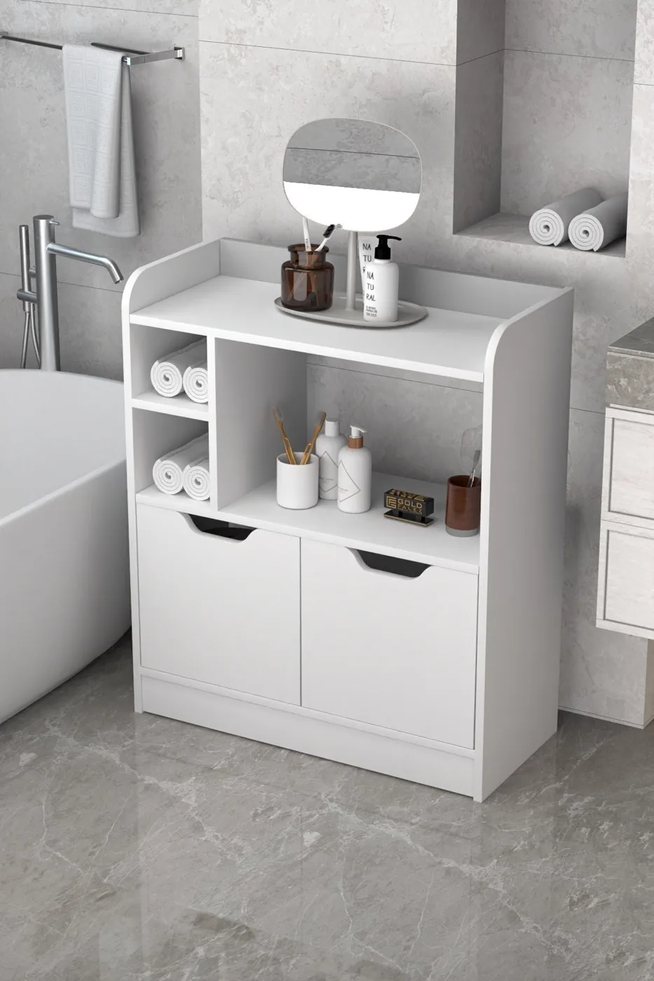 Ilkal Multi-Purpose Bathroom Cabinet White 86 cm