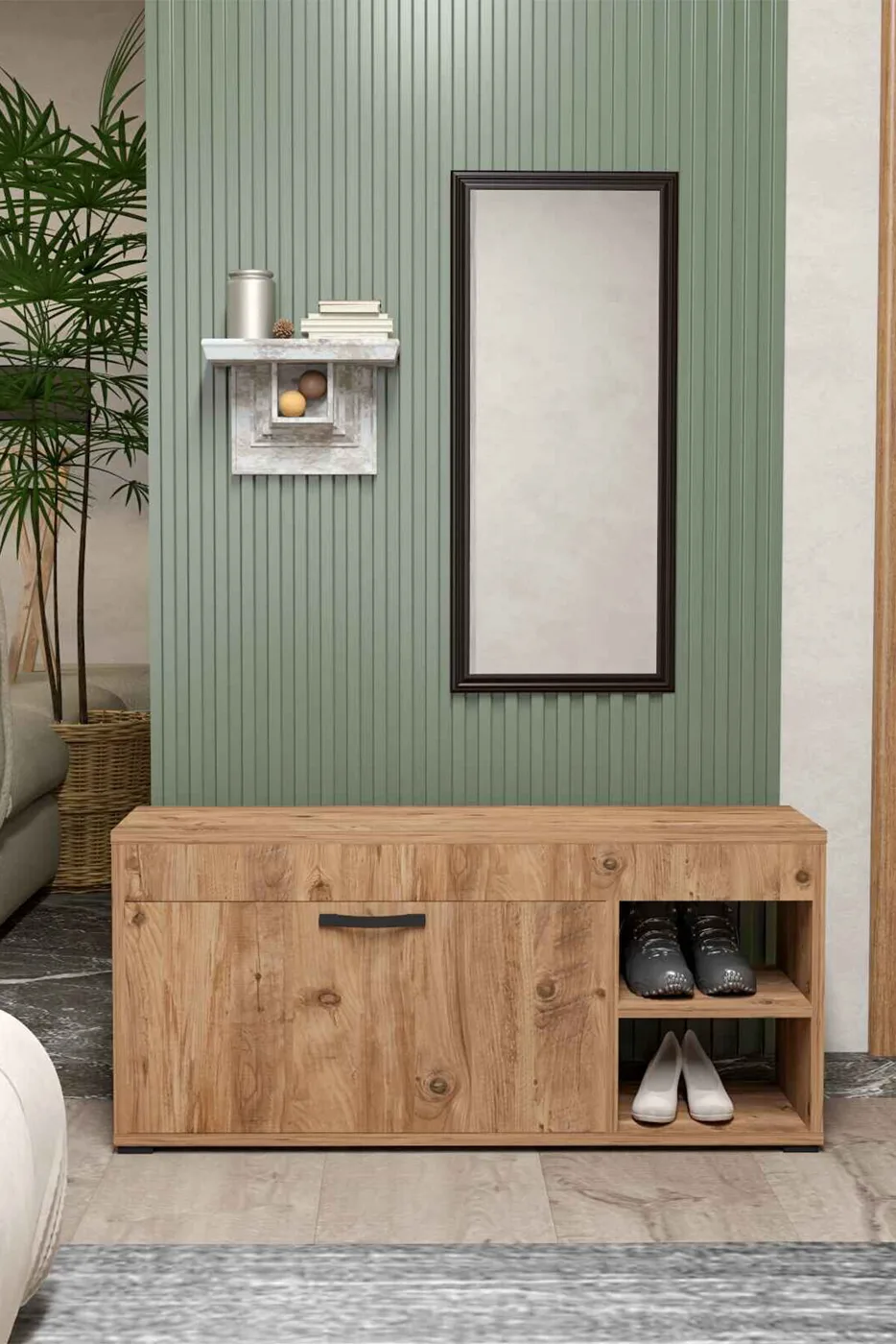 MD Shoe Cabinet Brown 90 cm