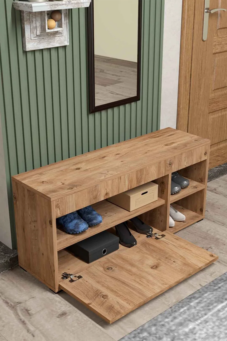 MD Shoe Cabinet Brown 90 cm
