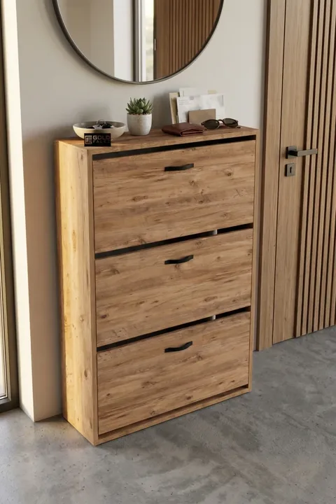 MD Drop-Down Door Shoe Cabinet Brown 74 cm