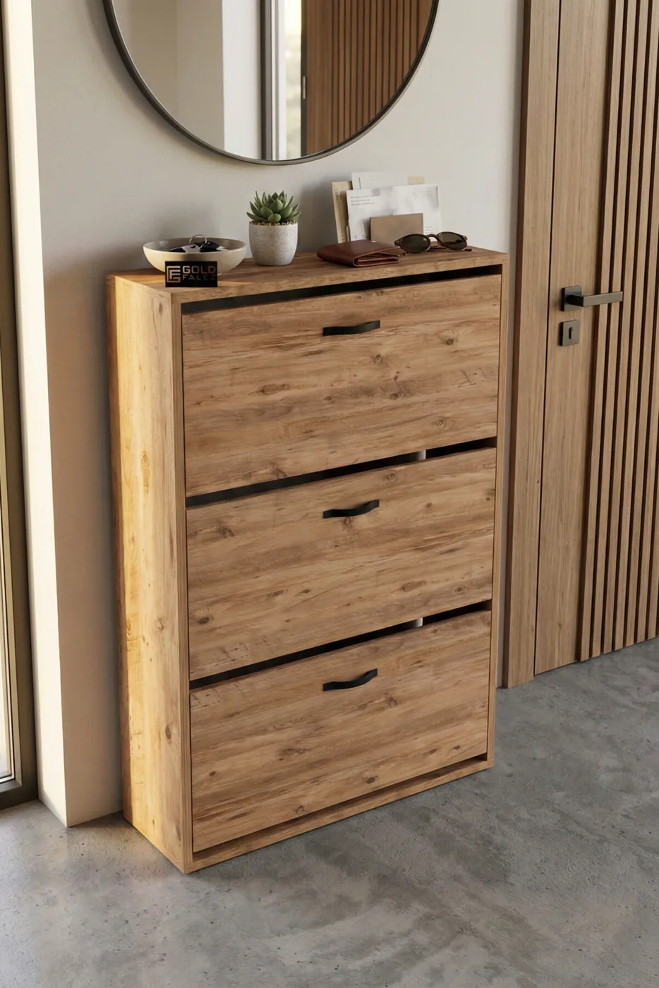 MD Drop-Down Door Shoe Cabinet Brown 74 cm