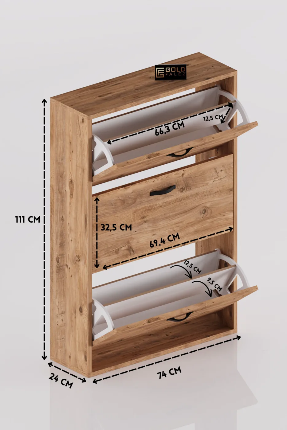 MD Drop-Down Door Shoe Cabinet Brown 74 cm