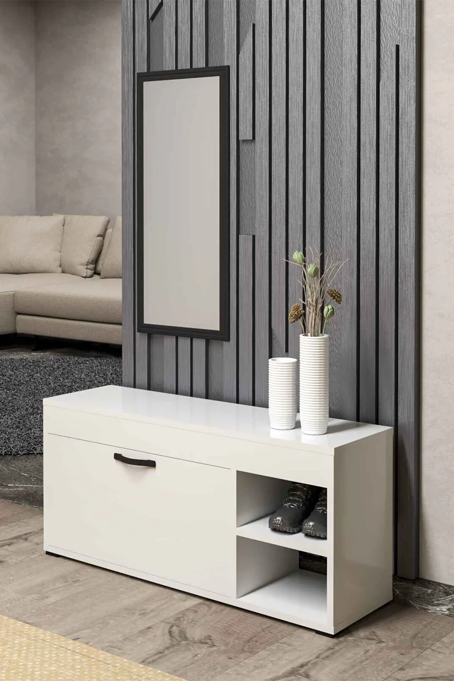 MD Shoe Cabinet White 90 cm