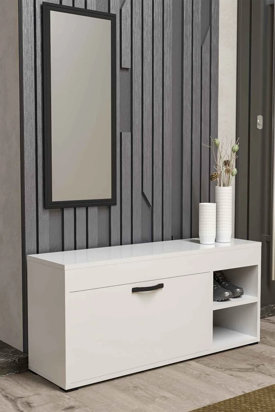 MD Shoe Cabinet White 90 cm