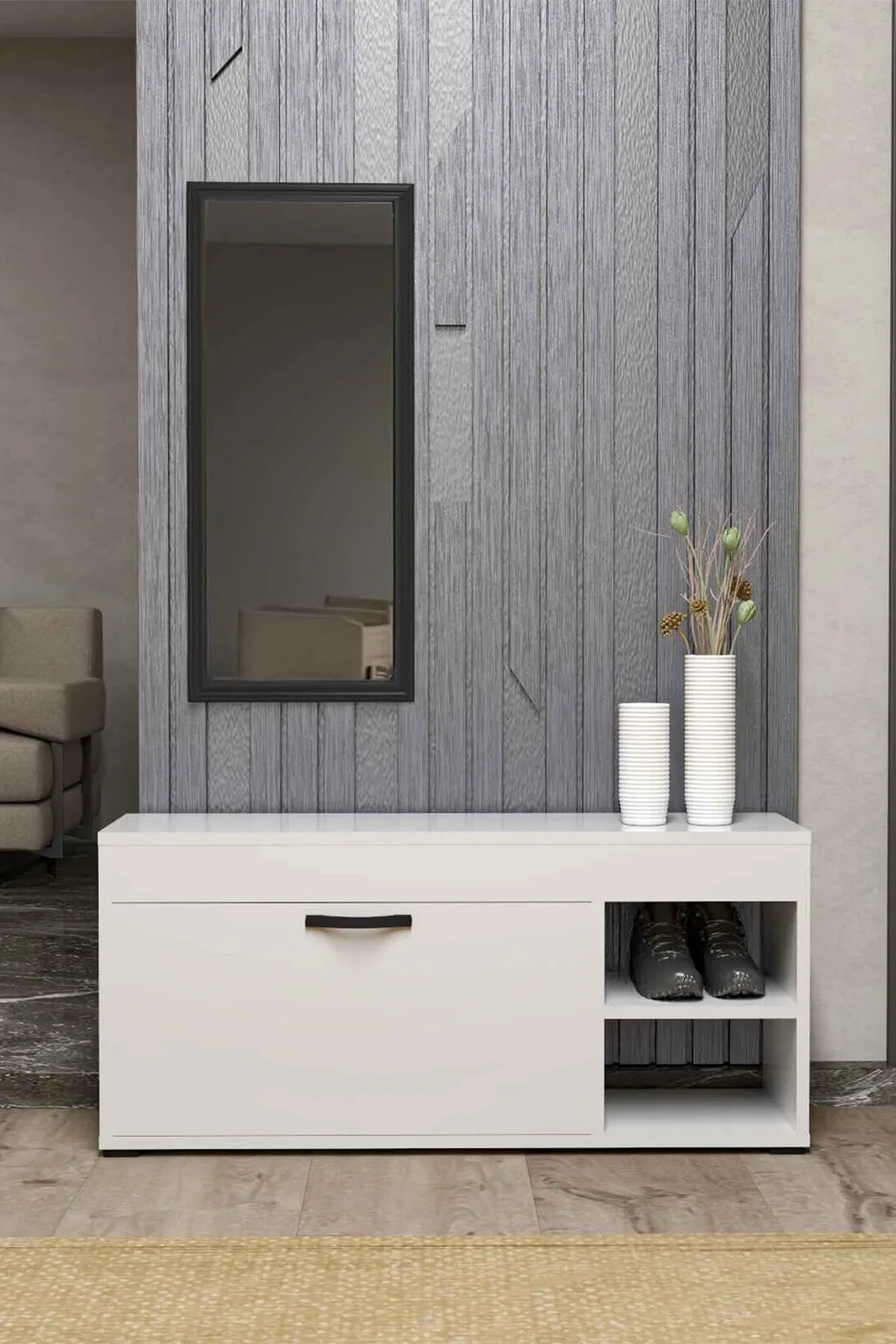 MD Shoe Cabinet White 90 cm