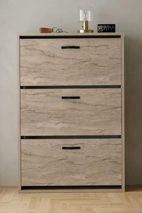 MD Drop-Down Door Shoe Cabinet Ecru 74 cm
