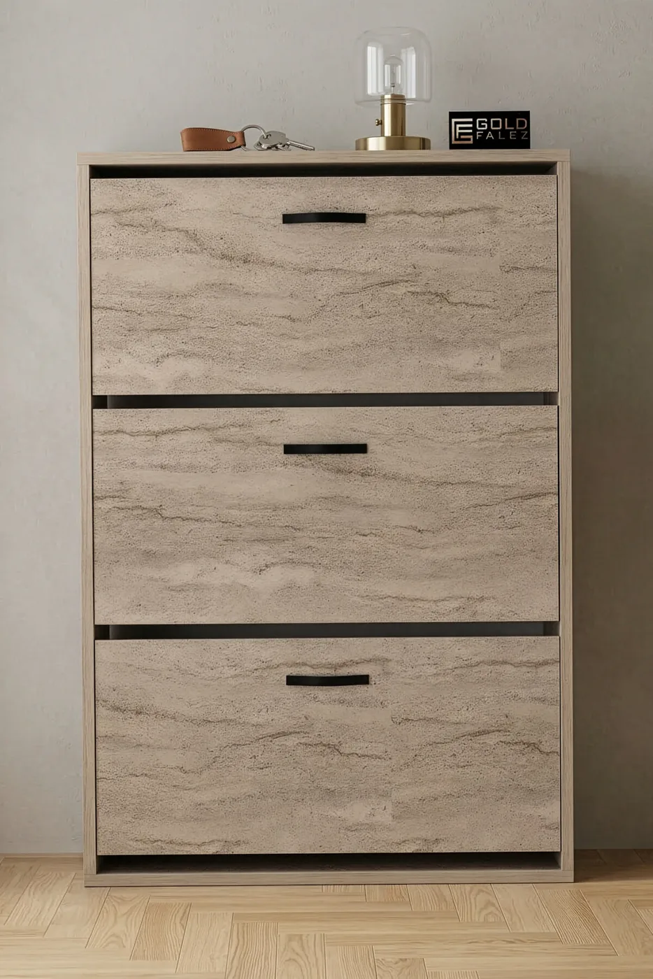 MD Drop-Down Door Shoe Cabinet Ecru 74 cm
