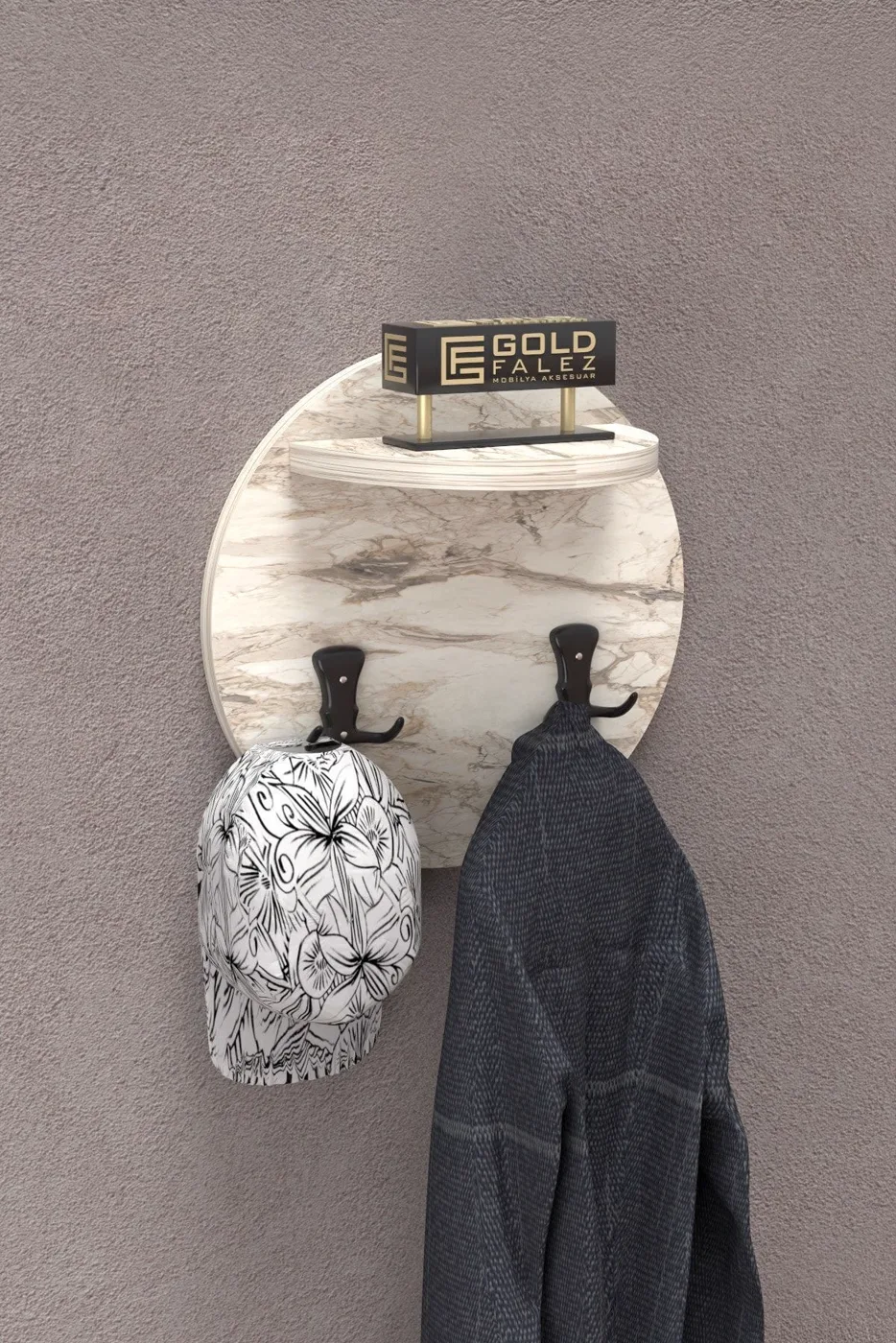 Ilkal Wall Hanger White Marble-effect