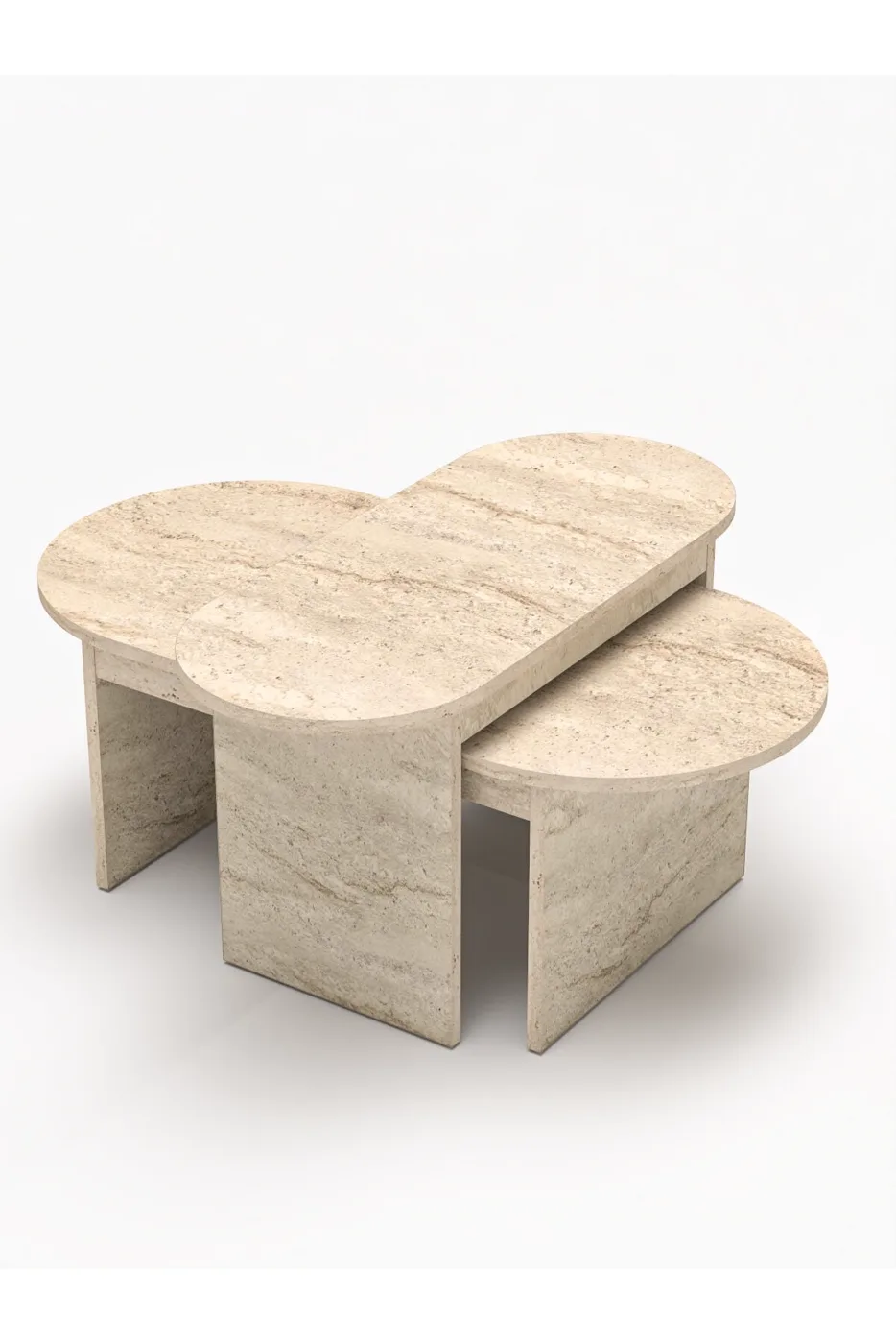 MD Setro 2-Piece Travertine Ecru Coffee Table Set