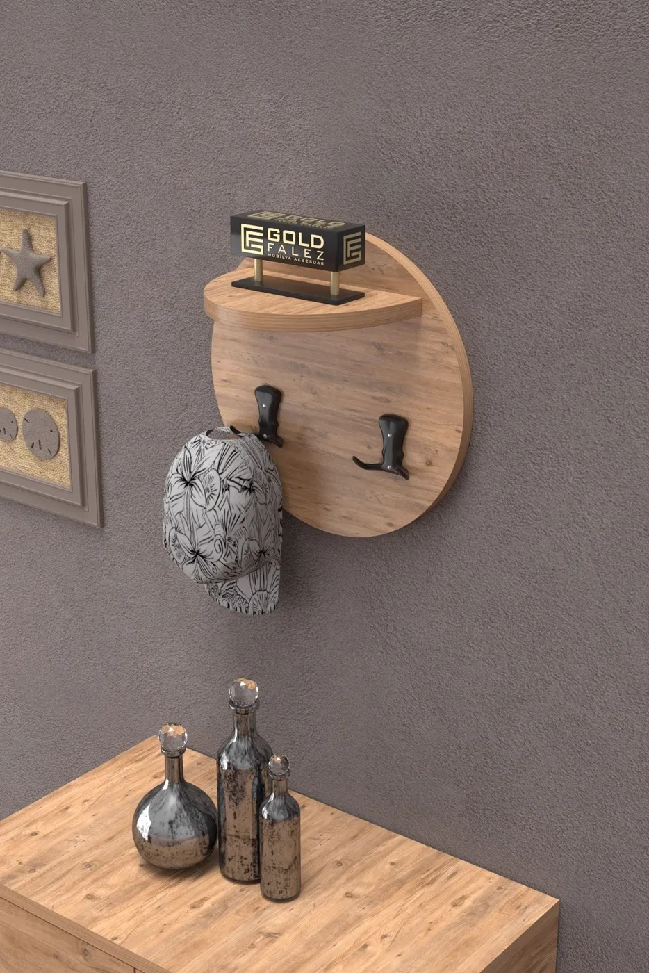 Ilkal Wall Hanger Walnut Brown