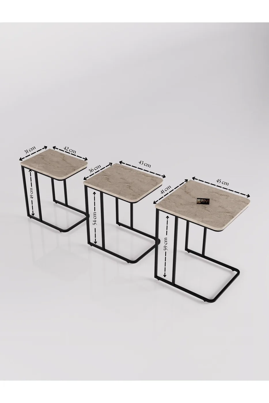 MD Wheeled C Nesting Table Ecru 3-Piece