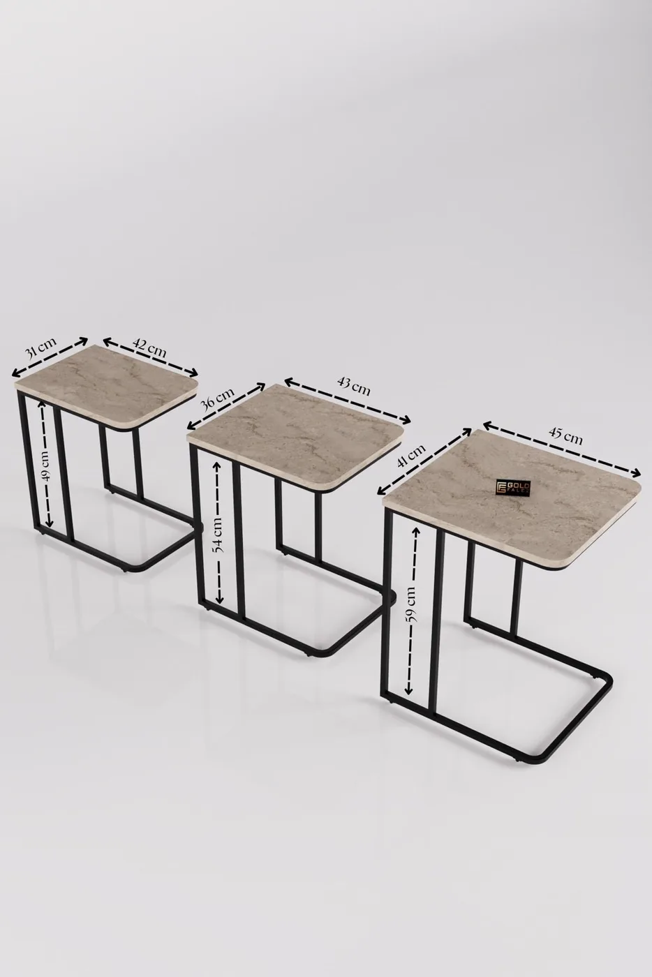 MD Wheeled C Nesting Table Ecru 3-Piece