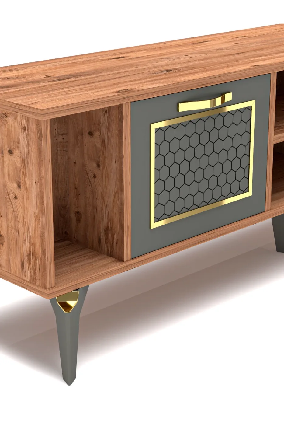 MD Linya Gold TV Unit Coffee