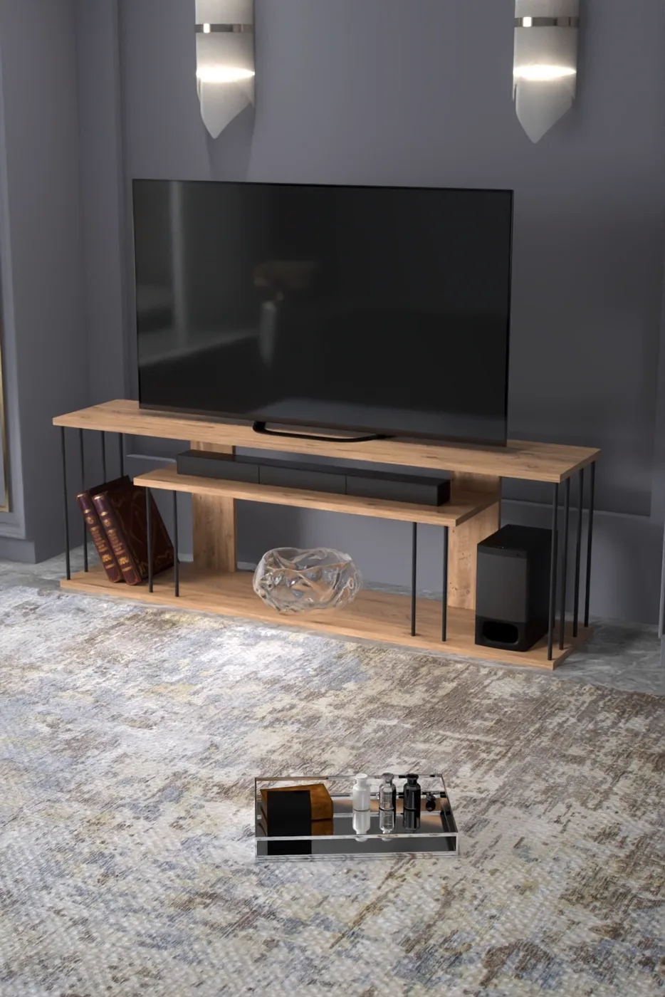 MD Gzd Plus TV Unit Coffee Pine