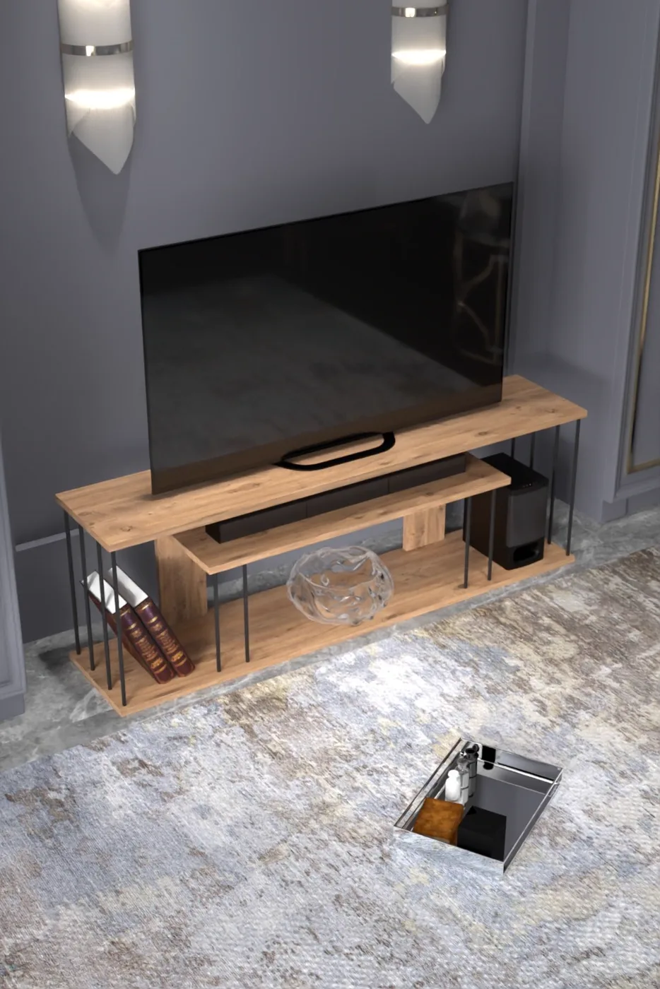 MD Gzd Plus TV Unit Coffee Pine
