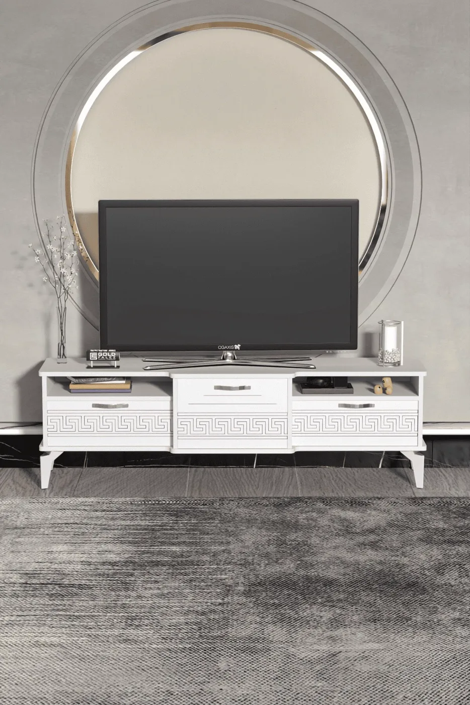 MD Mistral Silver TV Unit White