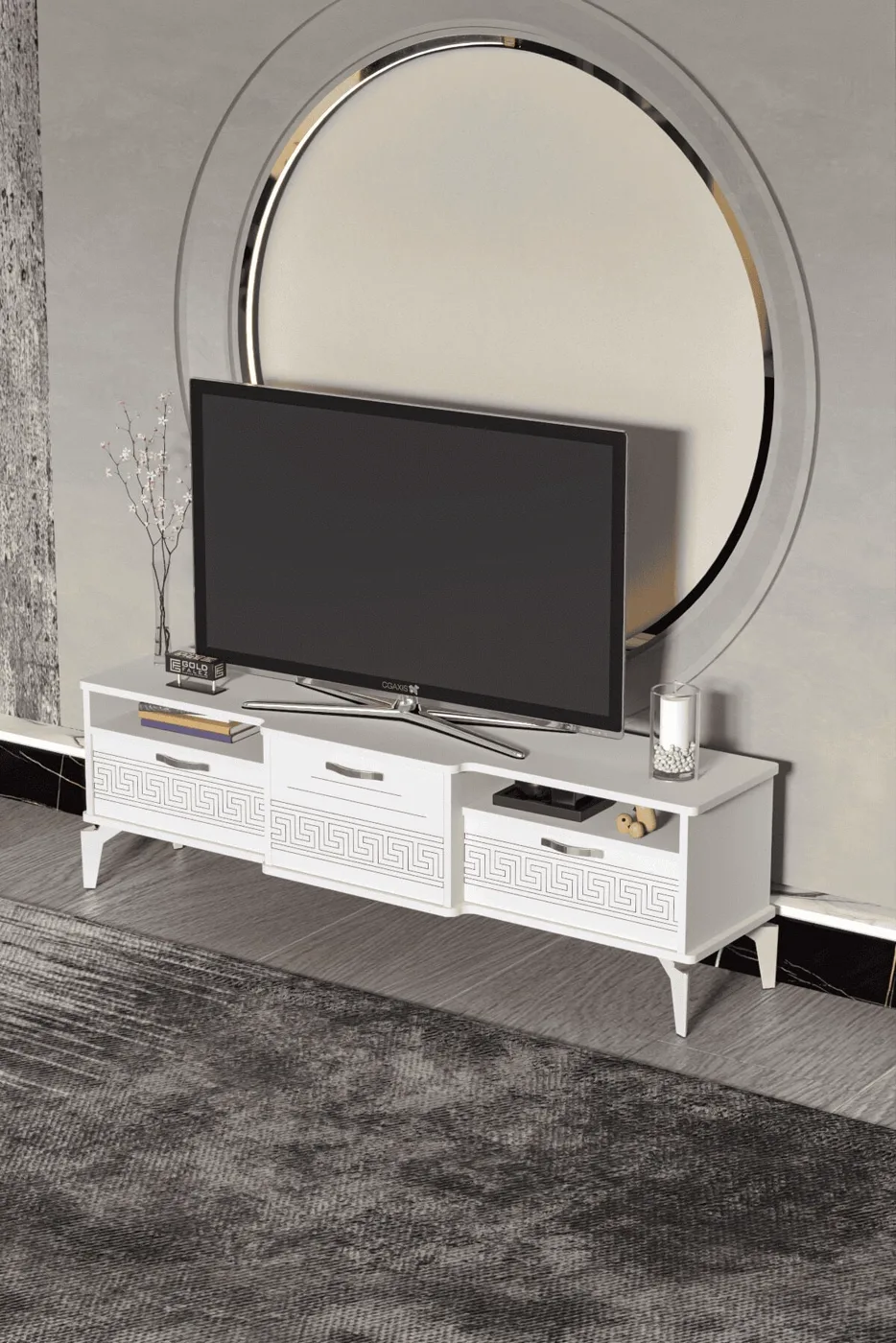 MD Mistral Silver TV Unit White