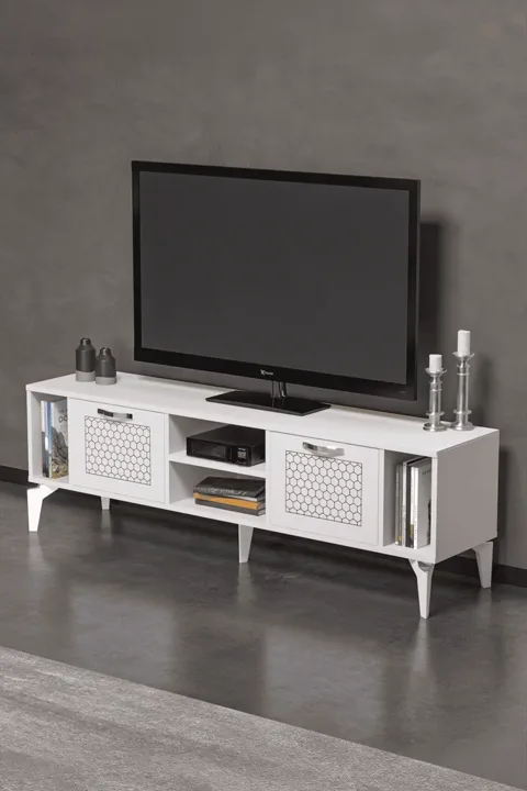 MD Linya Silver TV Unit White
