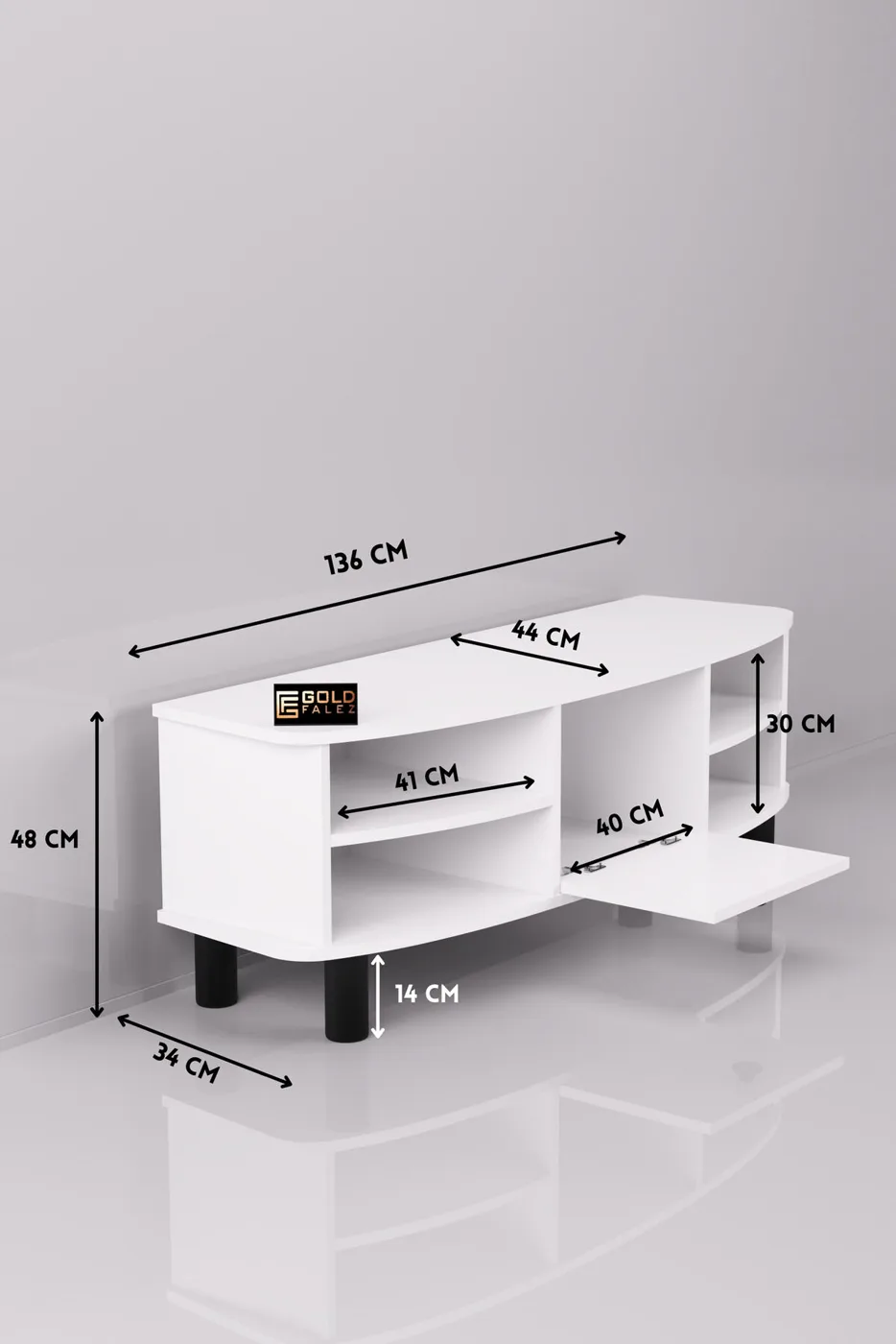 MD Vienna TV Table Melamine-faced Chipboard White 136x44 cm
