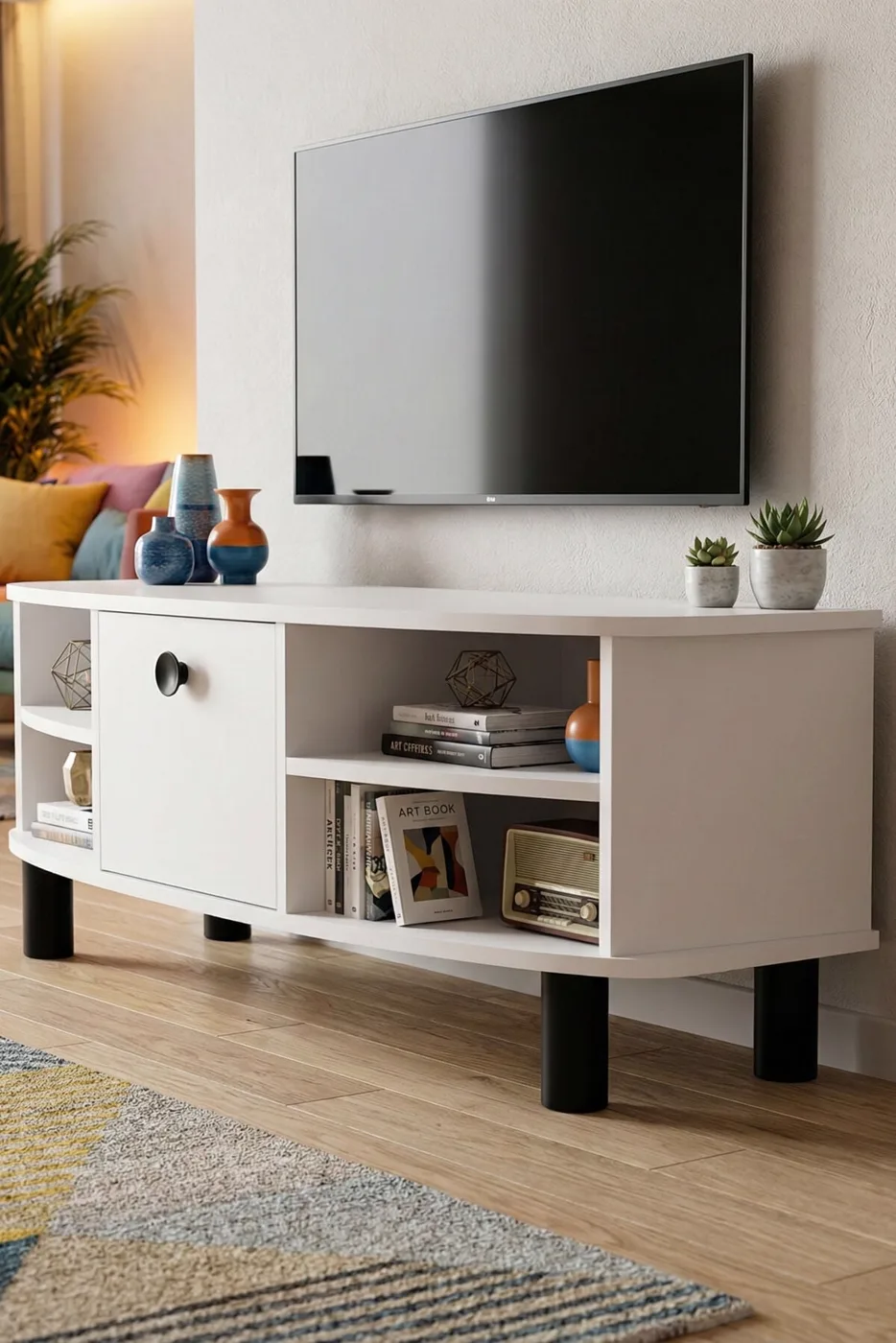 MD Vienna TV Table Melamine-faced Chipboard White 136x44 cm