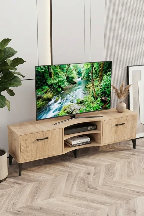 MD Vera TV Table Melamine-faced Chipboard Beige 160x35