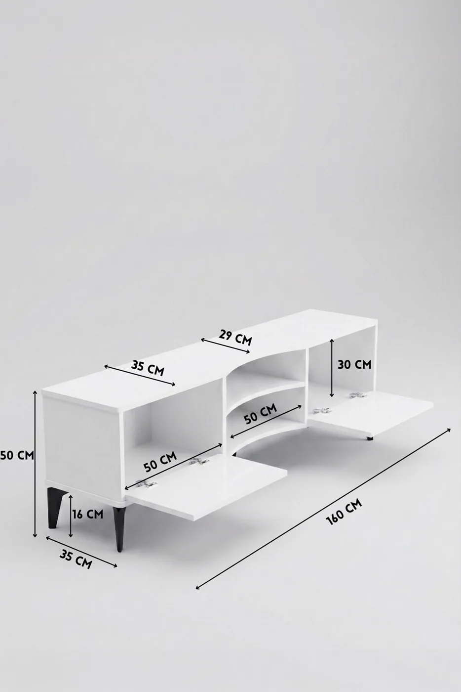 MD Vera TV Table Melamine-faced Chipboard White 160x35 cm