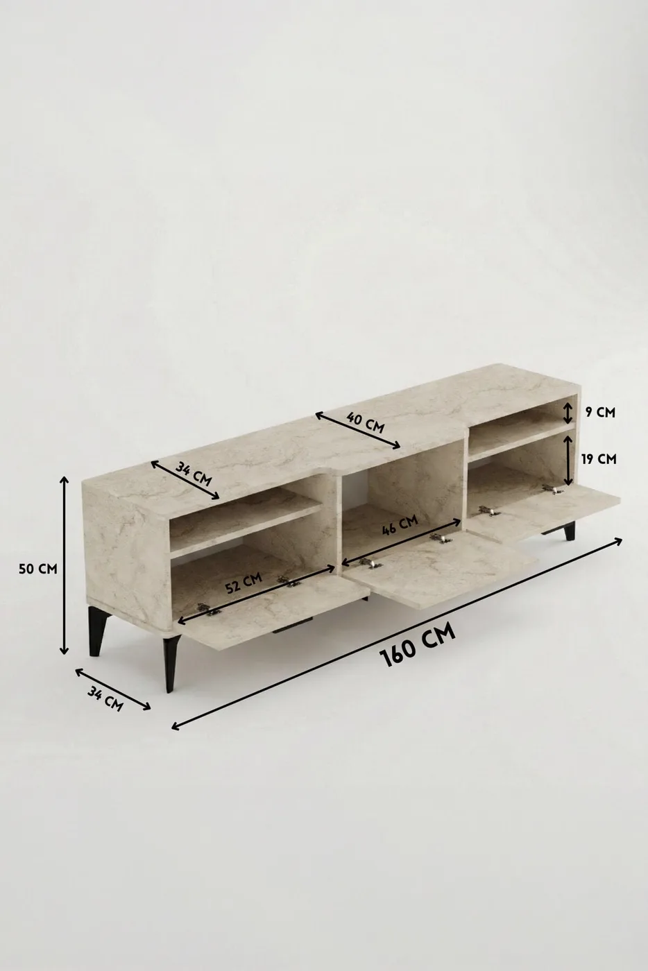 MD Mistral TV Table Melamine-faced chipboard Ecru 160x40 cm