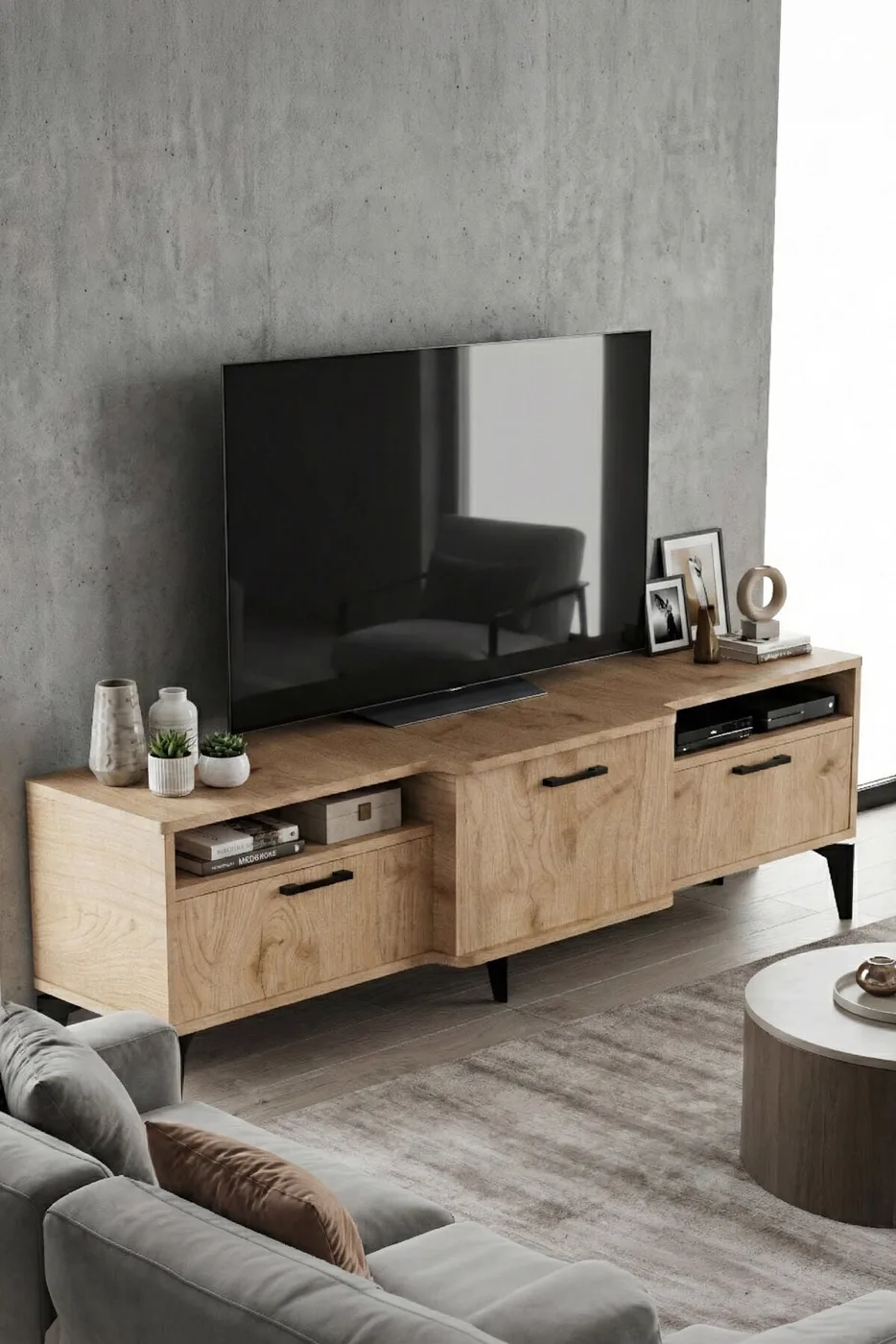MD Mistral TV Table Melamine-faced chipboard Beige 160x40 cm