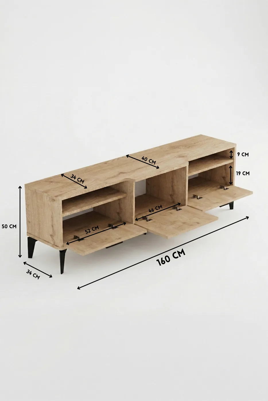 MD Mistral TV Table Melamine-faced chipboard Beige 160x40 cm