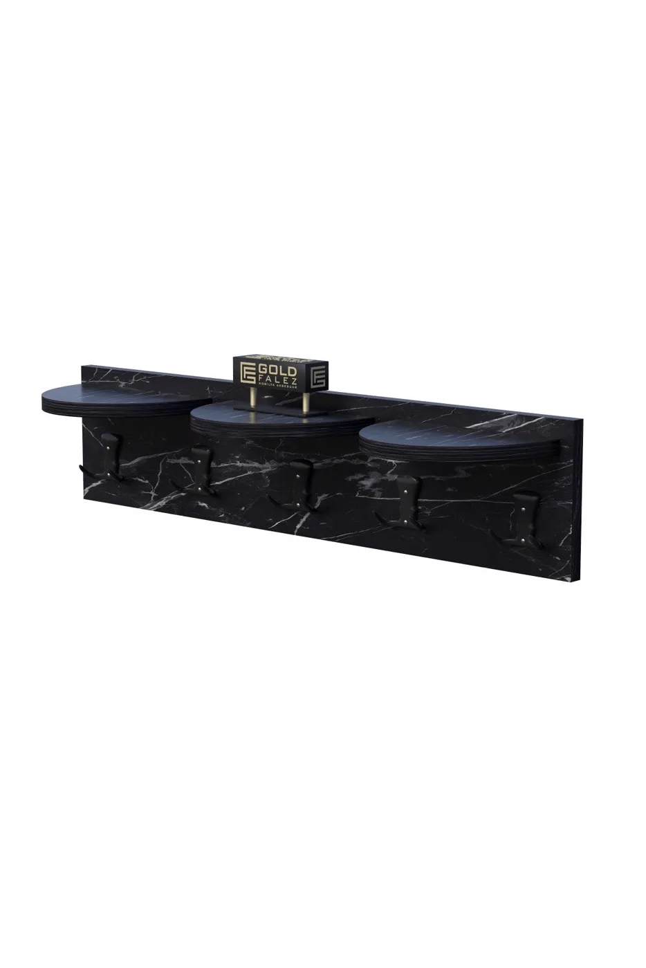 Ilkal 5-Hook Bendir Black Wall-Mounted Coat Rack 80 cm