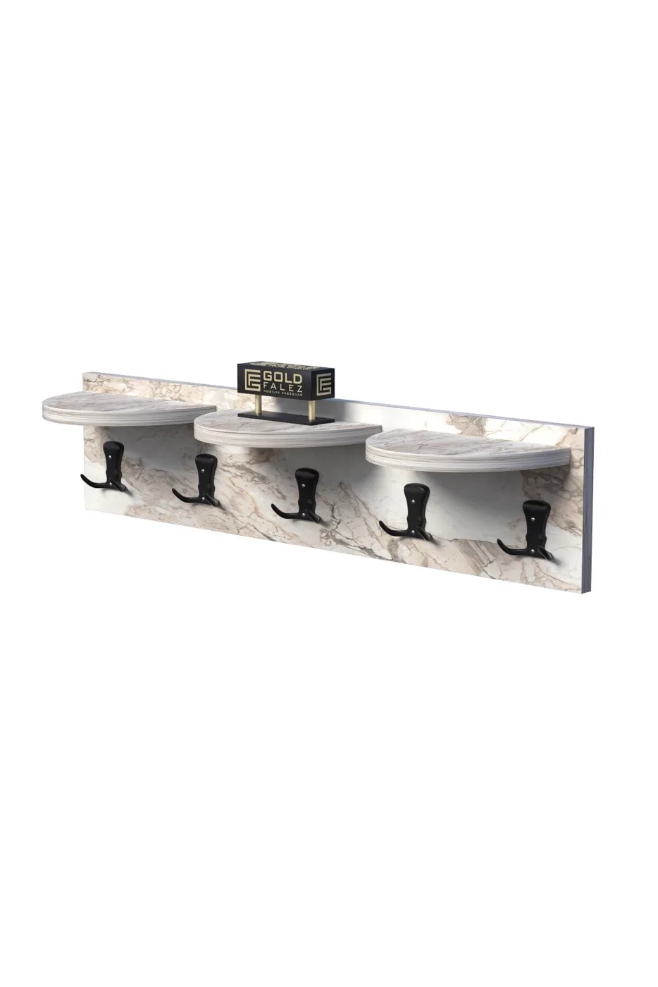 Ilkal 5-Hook Efes White Wall-Mounted Coat Rack 80 cm