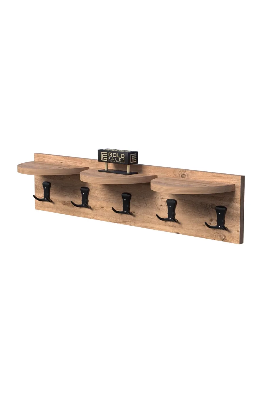 Ilkal 5-Hook Walnut Brown Wall-Mounted Coat Rack 80 cm