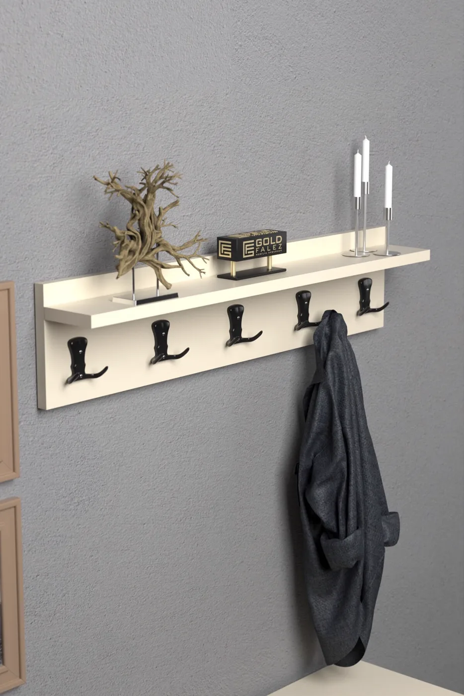 MD Wall Hanger Coat Rack Ecru 80