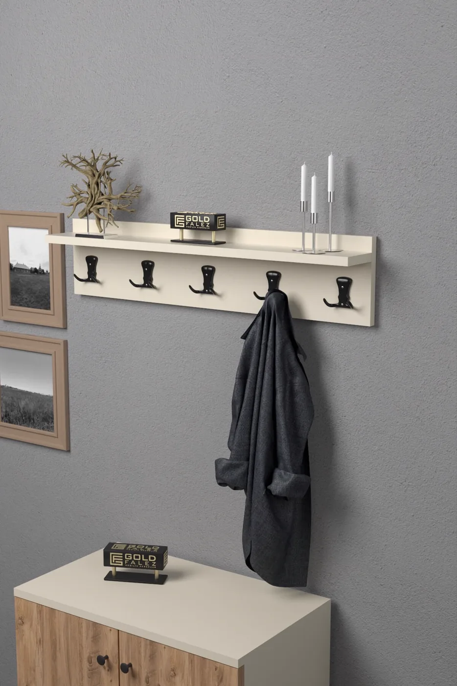 MD Wall Hanger Coat Rack Ecru 80