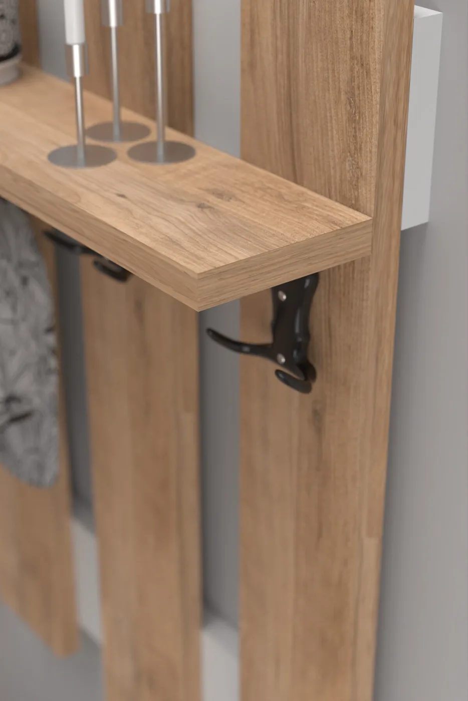 MD Metal Shoe Cabinet Coat Rack Set Pine