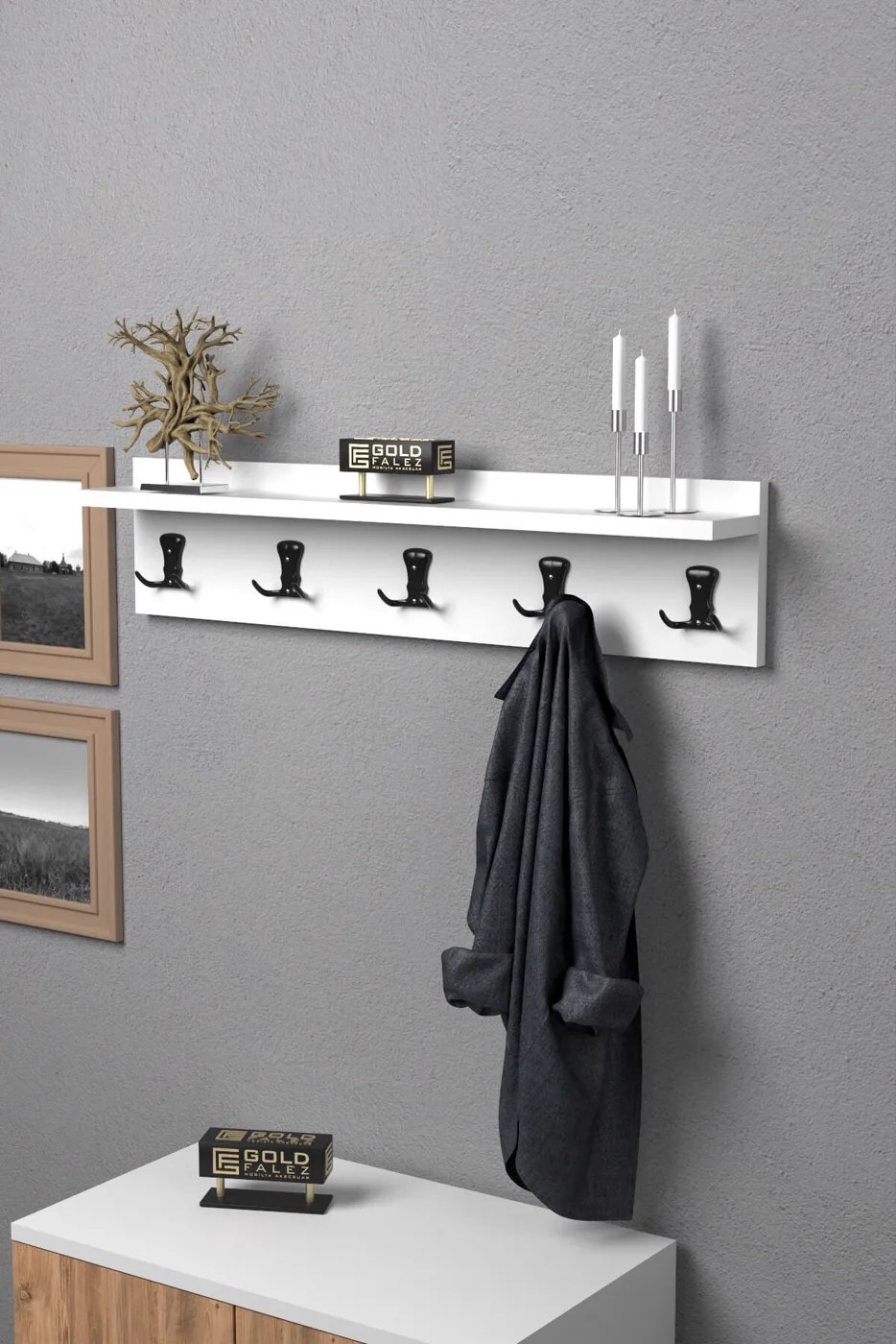 MD Wall Hanger Coat Rack White 80