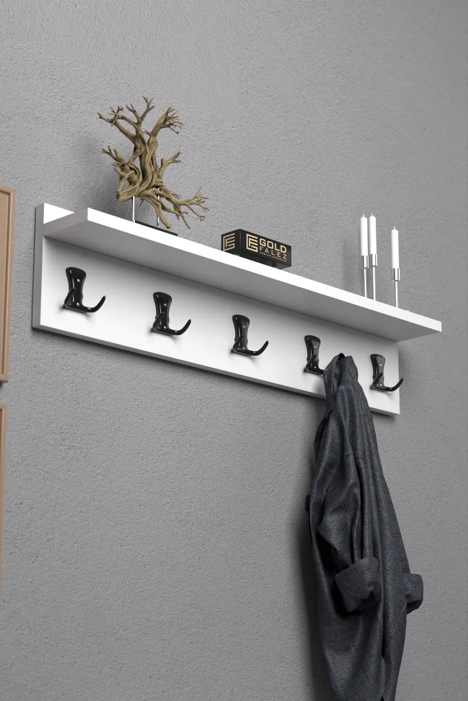MD Wall Hanger Coat Rack White 80