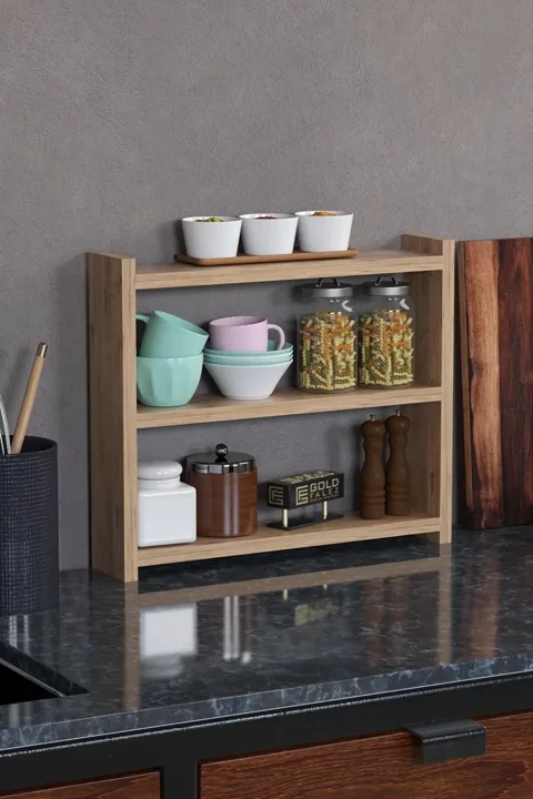MD 3-Tier Countertop Organiser Walnut