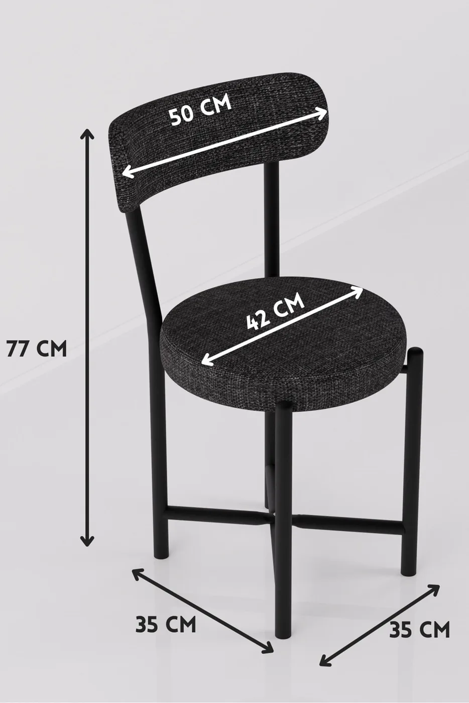 Sandalye 4 Adet Keten Kumaş Metal Ayak Modern Mutfak Sandalyesi Cafe Balkon Ofis Teddy 9809 Antrasit
