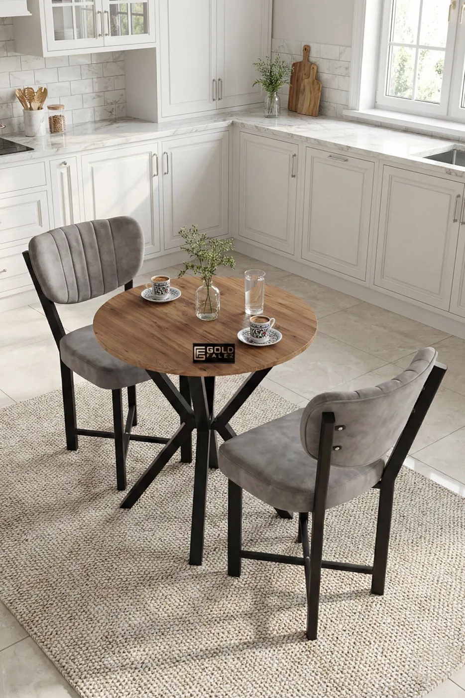 MD Elma Table Set Grey 70 cm