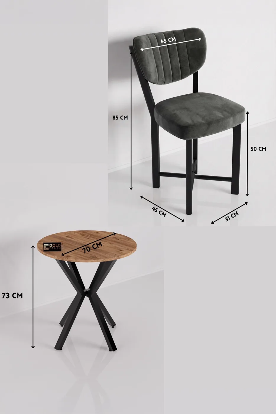 MD Elma Table Set Multi-colour Grey 70 cm