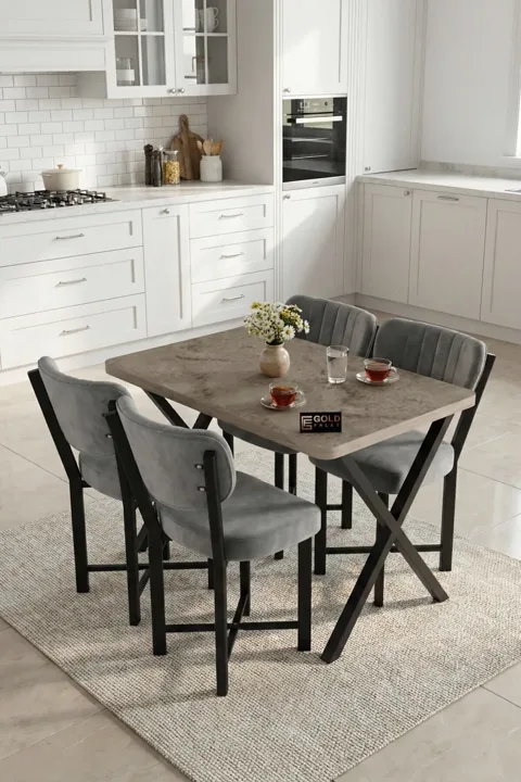 MD Elma Table Set Grey Anthracite 110x70 cm